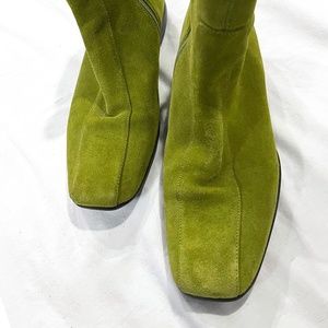 Prada Green Suede Ankle Boot